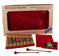 Ксилофон диатонический Ля мажор (8 пластин, на низком резонаторе, ель) художественная роспись