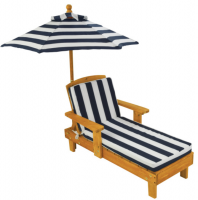 Шезлонг детский с зонтом (синие и белые полоcы)