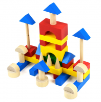 Конструктор детский деревянный "Строитель" настольный 45 элементов  в фанерной коробке