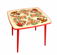 Стол с художественной росписью квадратный "Осень", высота 580 мм