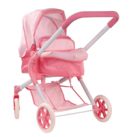 Коляска для кукол розовая в горошек