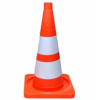 Сигнальный дорожный конус (мягкий, с двумя световозвращающими полосами)