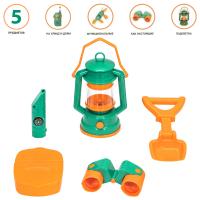 Детская лампа "Набор Туриста" с набором для пикника 4 предмета: аптечка, бинокль, лопатка, мультиприбор (свисток, фонарик, компас)