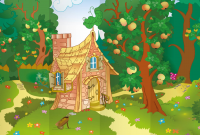 Декорация (задник сцены) "Домик на опушке"