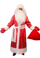 Карнавальный костюм для взрослых "Дед мороз" парча красный